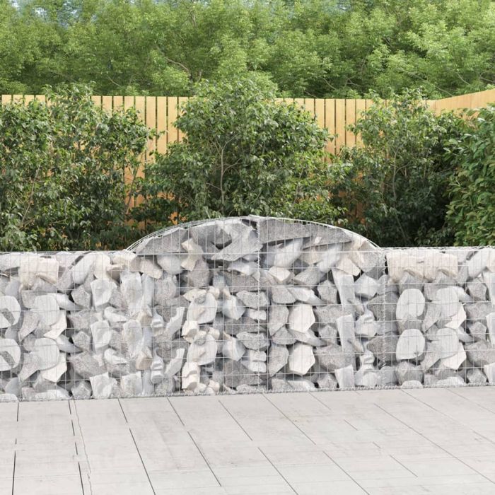Arched Gabion Baskets 17 Pieces 300x30x80/100 cm Galvanised Iron