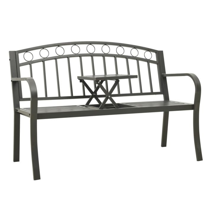 Garden Bench with Table Grey 120 cm Steel