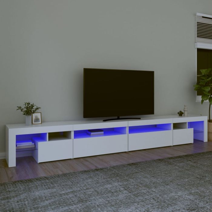 TV Cabinet with LED Lights White 290x36.5x40cm