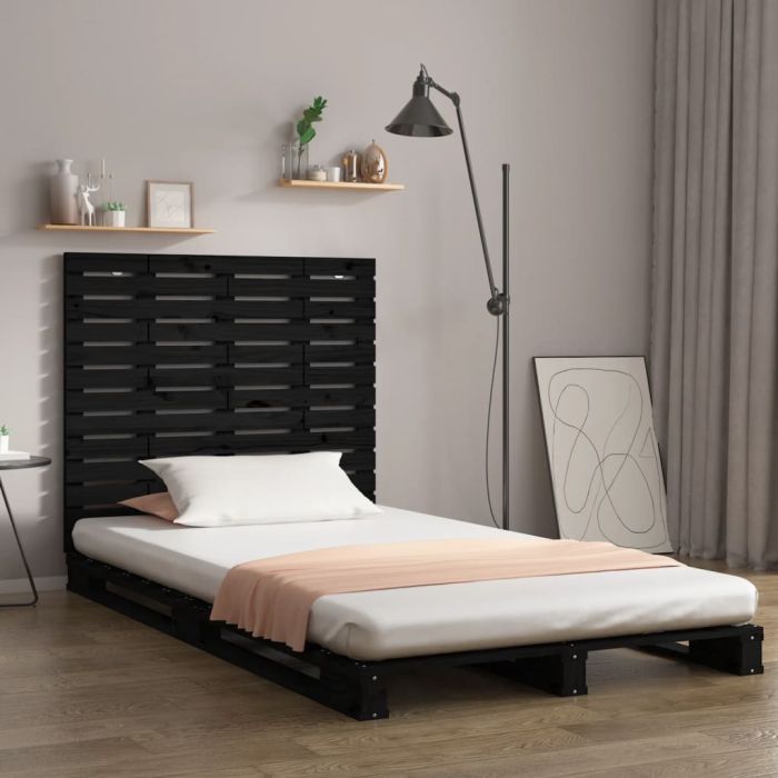 Wall Headboard Black 106x3x91.5cm Solid Wood Pine