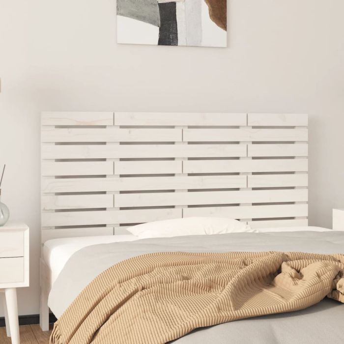 Wall Headboard White 146x3x63cm Solid Wood Pine
