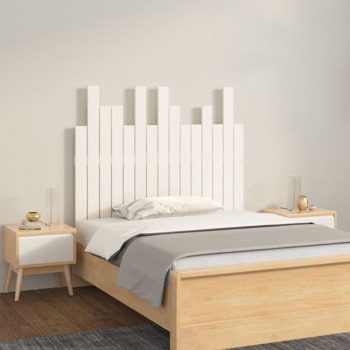 Wall Headboard White 95.5x3x80cm Solid Wood Pine