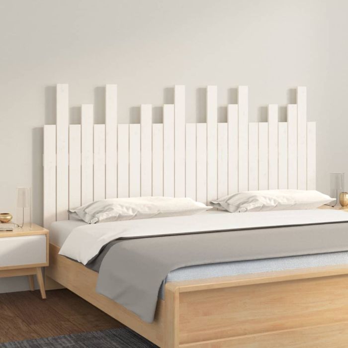 Wall Headboard White 159.5x3x80cm Solid Wood Pine