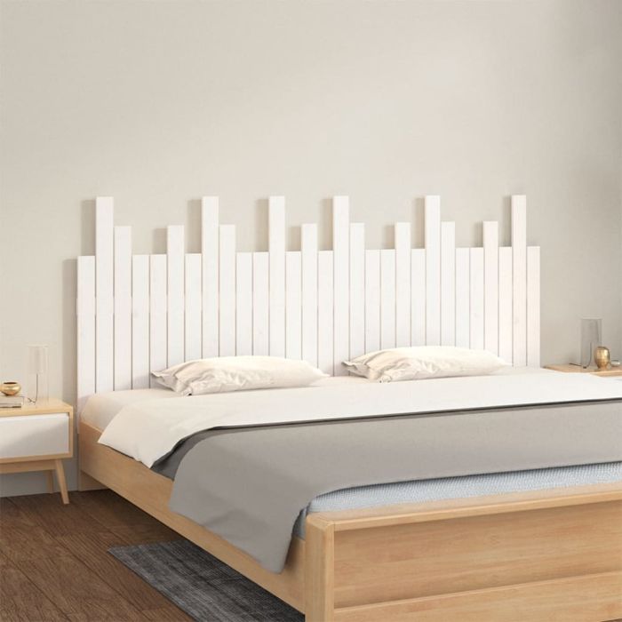 Wall Headboard White 185x3x80cm Solid Wood Pine