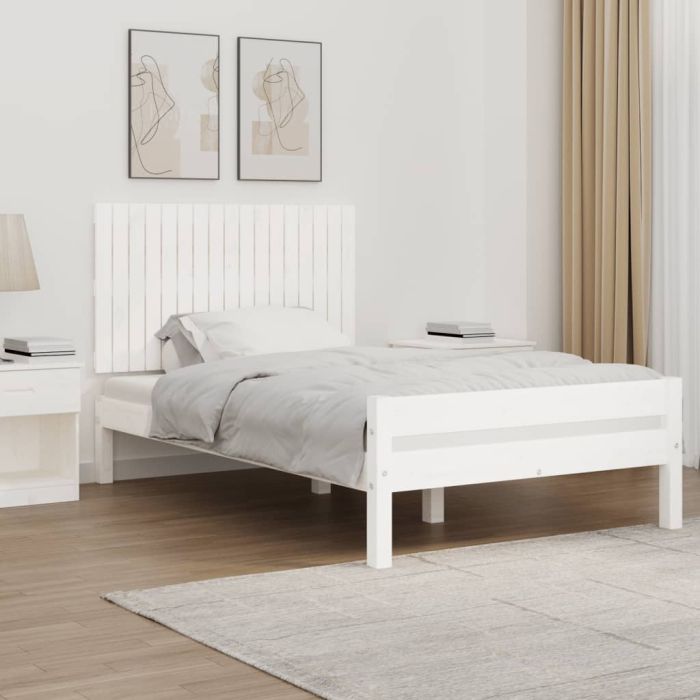 Wall Headboard White 108x3x60cm Solid Wood Pine