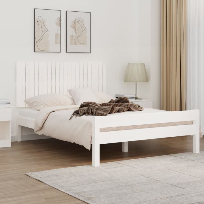 Wall Headboard White 140x3x60cm Solid Wood Pine