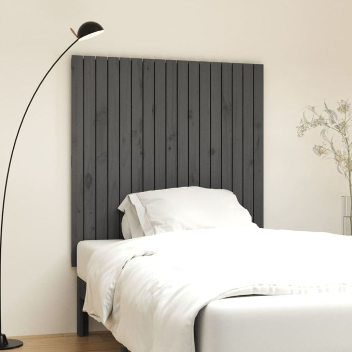 Wall Headboard Grey 108x3x110cm Solid Wood Pine