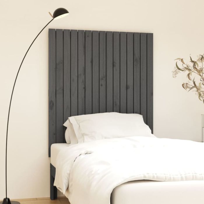 Wall Headboard Grey 95.5x3x110cm Solid Wood Pine