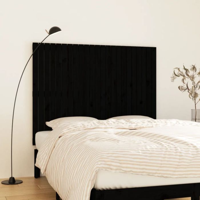 Wall Headboard Black 146.5x3x110cm Solid Wood Pine
