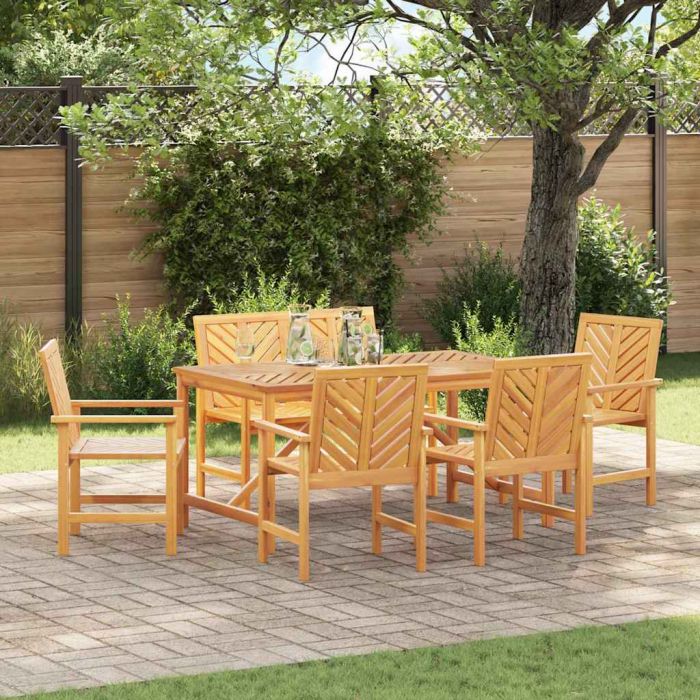 LAOBRO Garden Dining Set 6 pcs Solid Acacia Wood - Brown