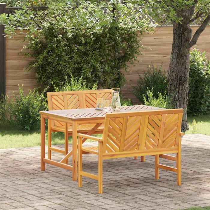 LAOBRO Garden Dining Set 3 pcs Solid Acacia Wood - Brown