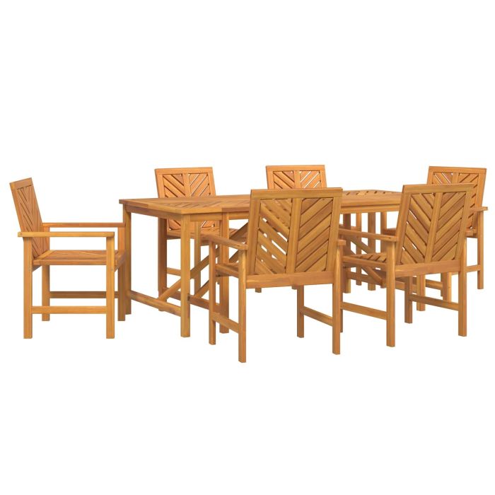LAOBRO Garden Dining Set 7 pcs Solid Acacia Wood - Brown