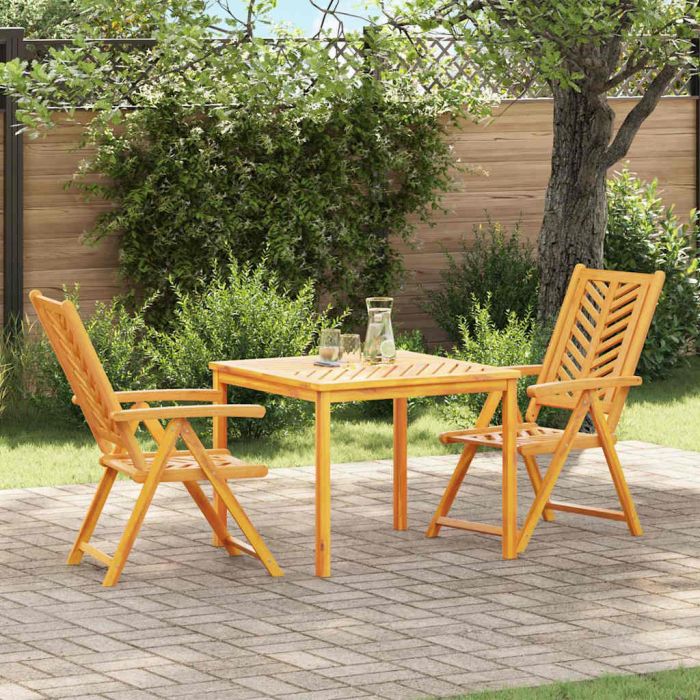 LAOBRO Garden Dining Set 3 pcs Solid Acacia Wood - Brown
