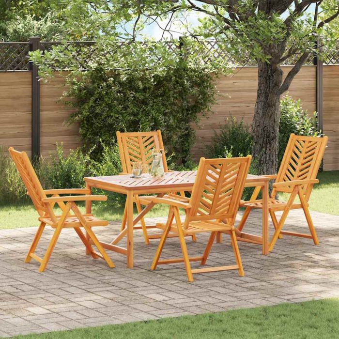 LAOBRO Garden Dining Set 5 pcs Solid Acacia Wood - Brown
