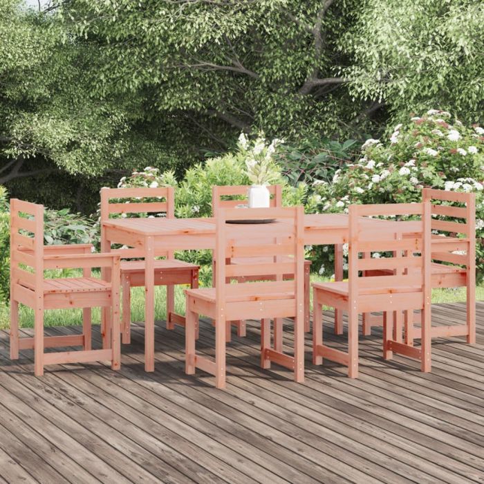 7 Pcs Garden Dining Set Solid Wood Douglas