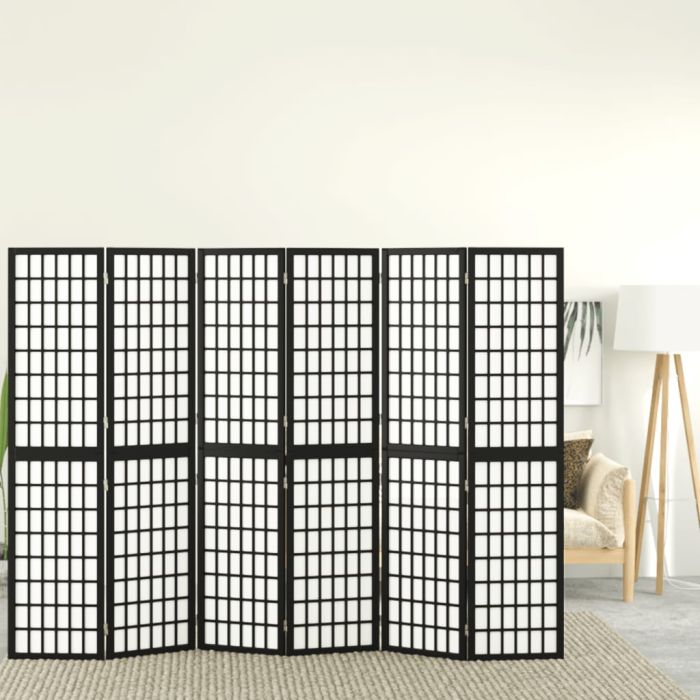 Folding 6-Panel Room Divider Japanese Style 240x170 cm Black
