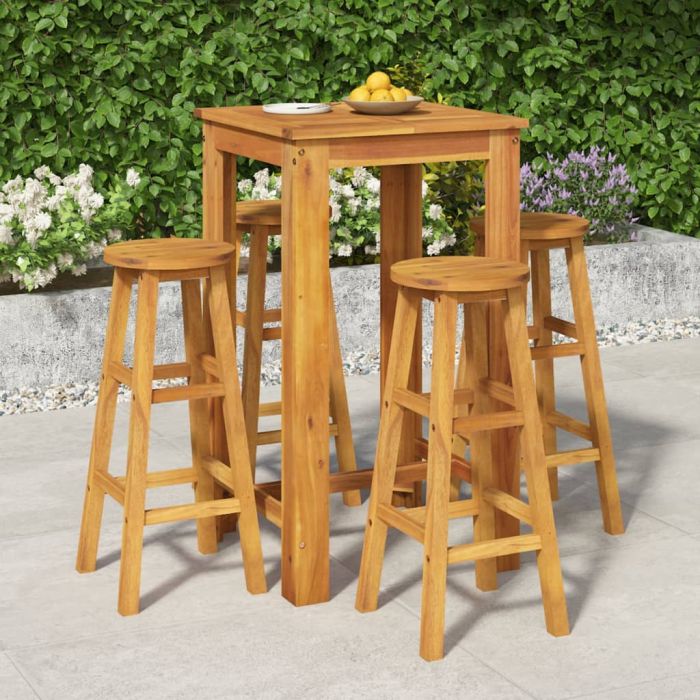 5 Piece Garden Dining Set Solid Wood Acacia