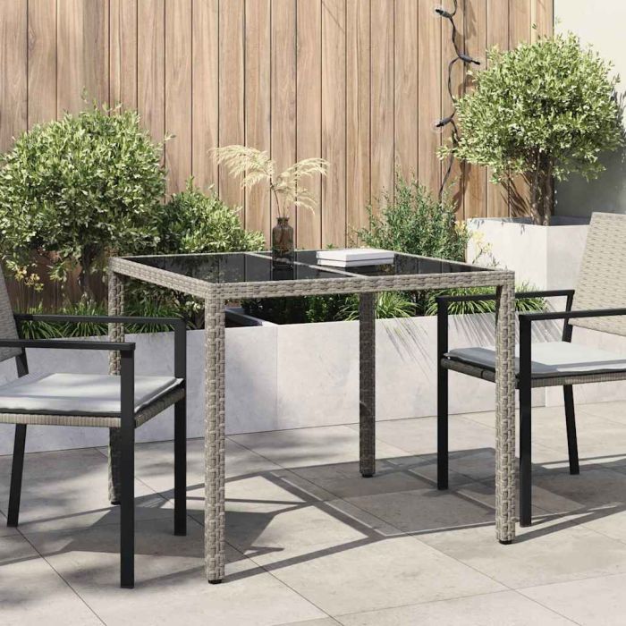 FRVBRO Garden Dining Table 90x90x75 cm Poly Rattan - Grey