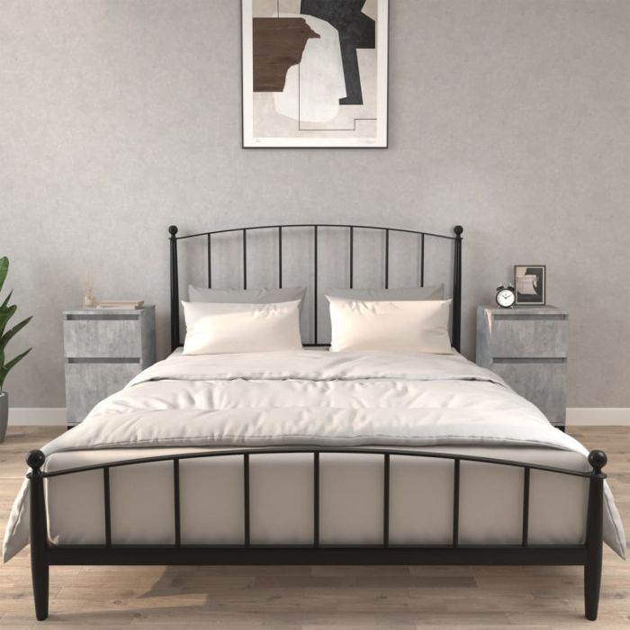 Bedside Table - MONROE Glen 2 Piece Nightstand Concrete Grey 40cm