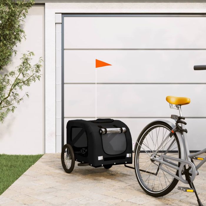 Dog Bike Trailer Black Oxford Fabric and Iron