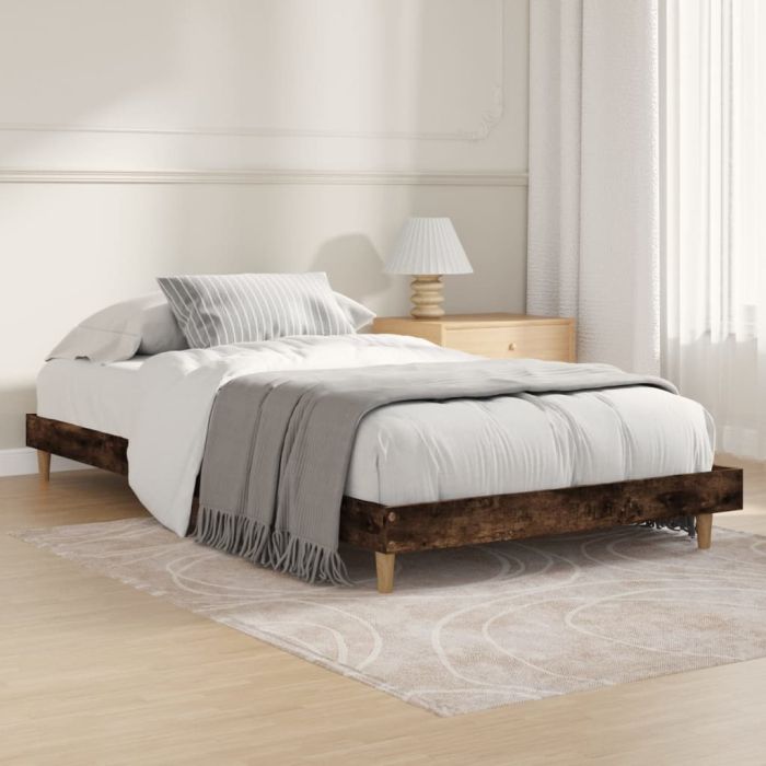 Bed Frame Smoked Oak 90x190 cm Engineered Wood