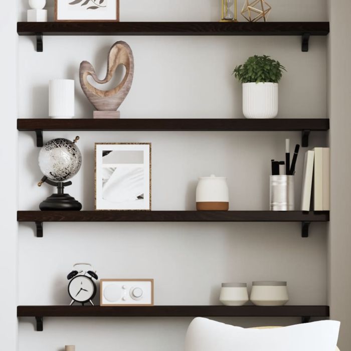 Wall Shelf Dark Grey 80x10x4 cm Treated Solid Wood Oak