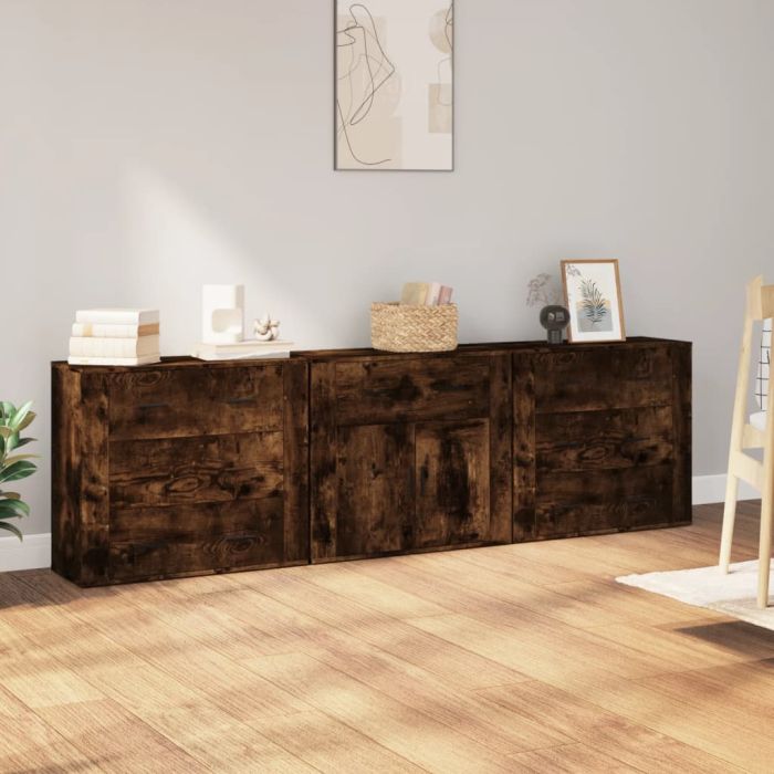 Sideboards 3 Pieces Smoked Oak Engineered Wood