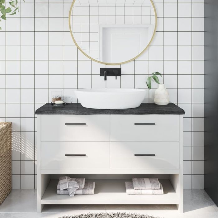 Bathroom Countertop Dark Grey 120x50x4cm Treated Solid Wood