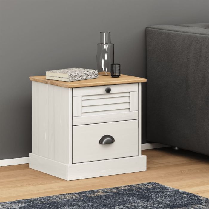 Bedside Table - KINGSTON Nightstand White 42cm