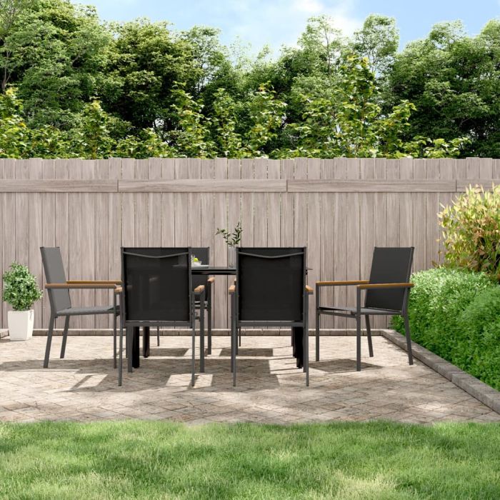 Garden Chairs 6 pcs Black 55x61.5x90 cm Textilene and Steel