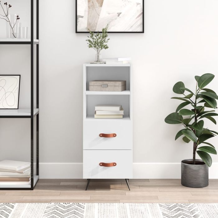 Sideboard High Gloss White 34.5x34x90 cm Engineered Wood