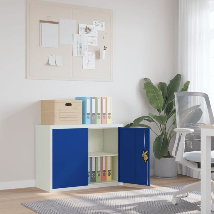 File Cabinet Light Grey and Blue 90x40x70cm Steel