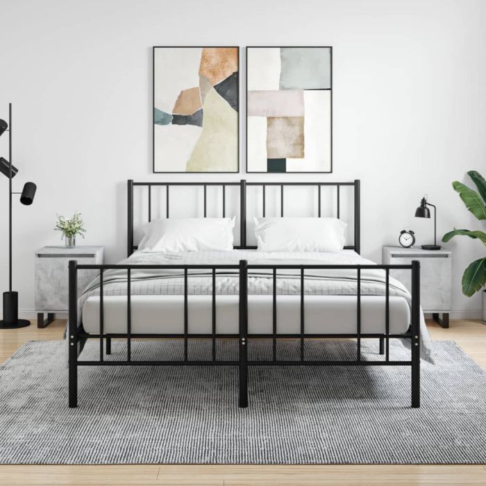 Bedside Table - ADRIAN Ray 2 Piece Nightstand Concrete Grey 40cm