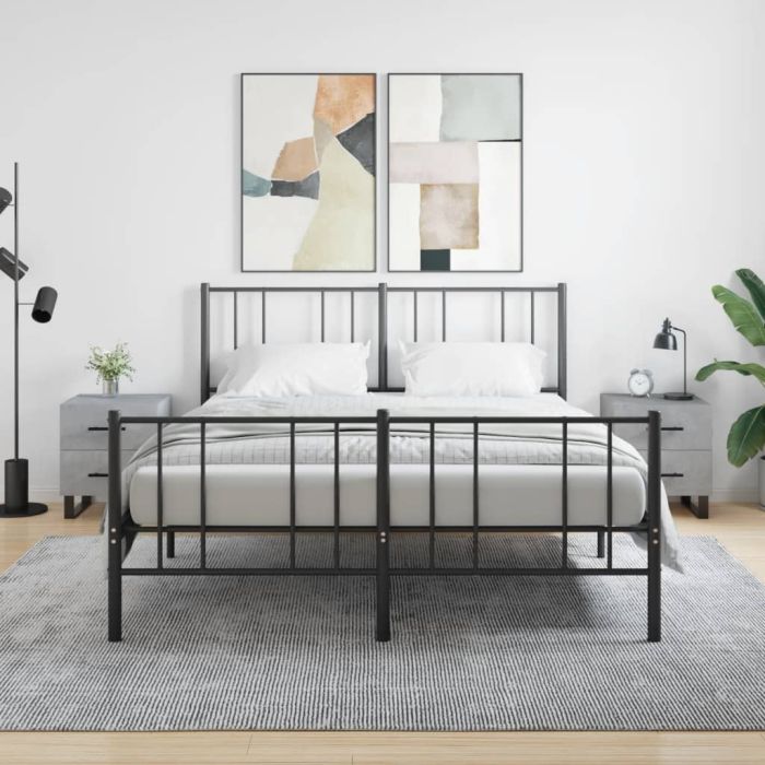 Bedside Table - ROGERS Nizwa 2 Piece Nightstand Concrete Grey 40cm