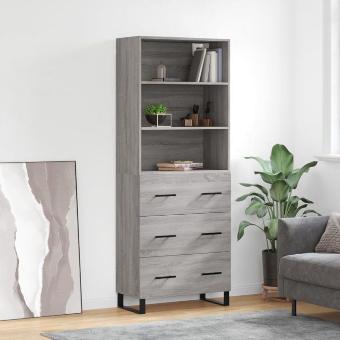 Highboard Grey Sonoma 69.5x34x180 cm Engineered Wood