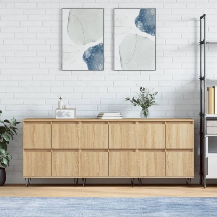 Sideboards 3 Pieces Sonoma Oak Engineered Wood