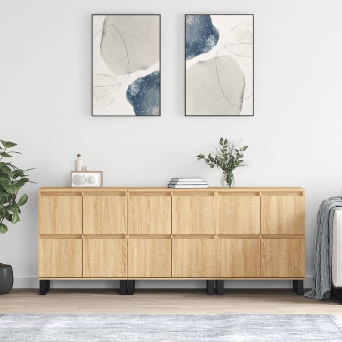 Sideboards 3 Pieces Sonoma Oak Engineered Wood