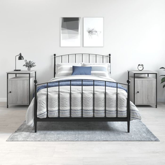 Bedside Table - LUCCA Gus 2 Piece Nightstand Grey Sonoma 40cm