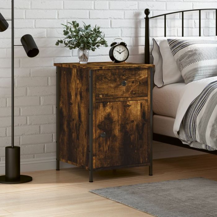 Bedside Table - LUCCA Cal Nightstand Smoked Oak 40cm