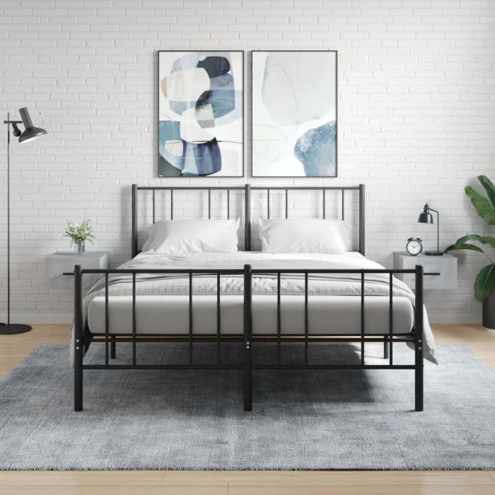 Bedside Table - MERLIN Bea 2 Piece Nightstand Concrete Grey 35cm