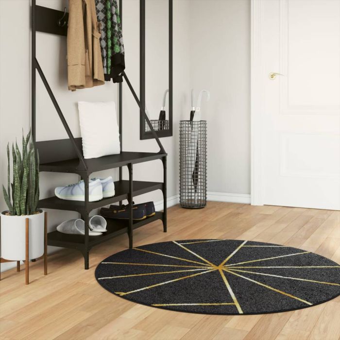Rug Washable Black and Gold 120cm Anti Slip