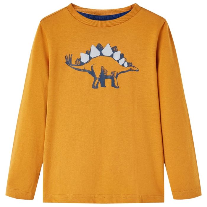 Kids' T-shirt with Long Sleeves Dark Ochre 128