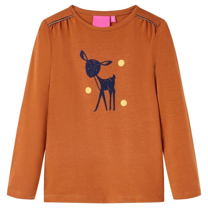 Kids' T-shirt with Long Sleeves Cognac 116