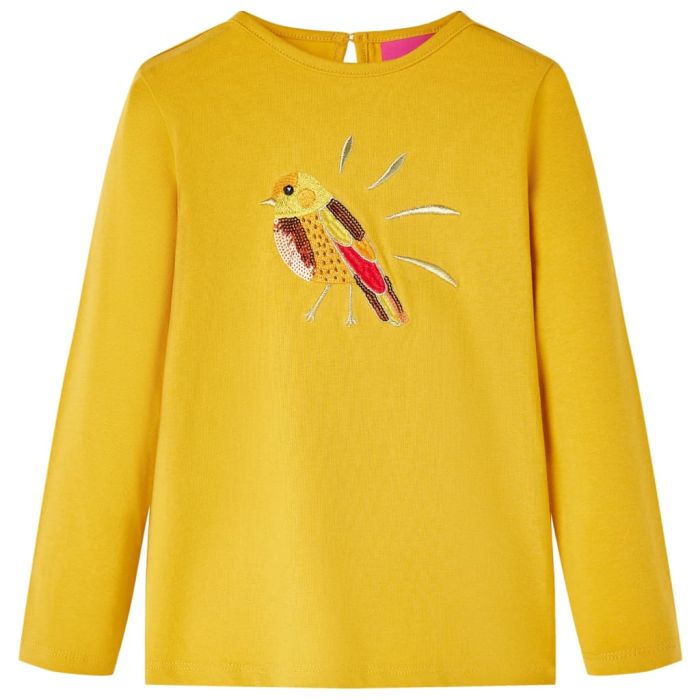 Kids' T-shirt with Long Sleeves Dark Ochre 116