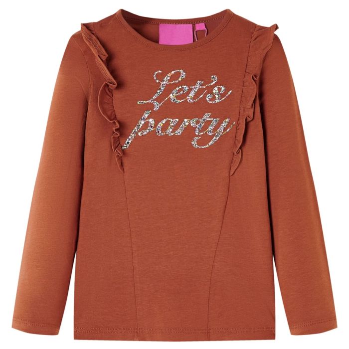 Kids' T-shirt with Long Sleeves Cognac 128