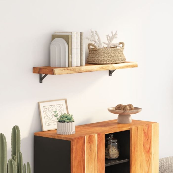 Wall Shelf 80x20x2.5 cm Rectangular Solid Wood Acacia Live Edge