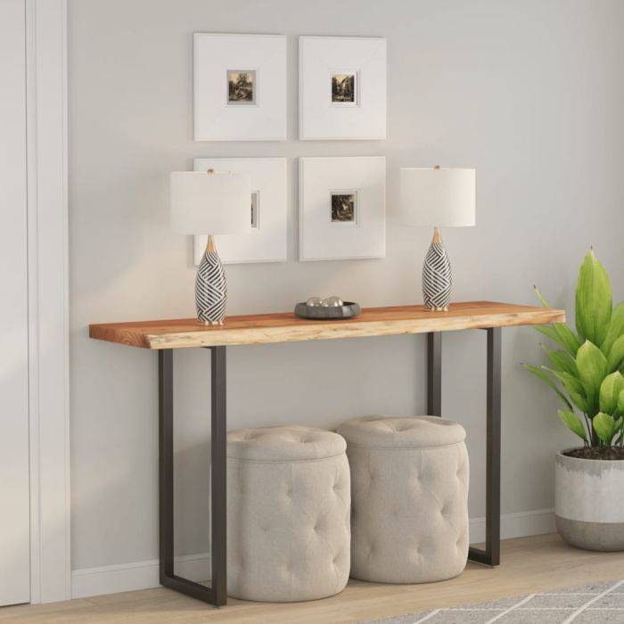 Table Top 140x40x3.8 cm Rectangular Solid Wood Acacia Live Edge