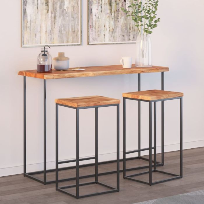 Table Top 110x40x2.5 cm Rectangular Solid Wood Acacia Live Edge