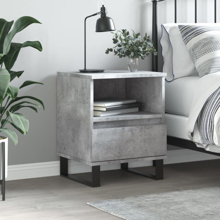 Bedside Cabinet Concrete Grey 40x35x50 cm Engineered Wood