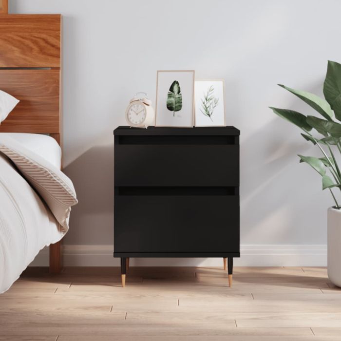 Bedside Table - PHOENIX Hal Nightstand Black 40cm